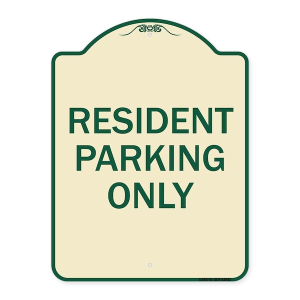 Resident Parking Only Heavy-Gauge Aluminum Architectural Sign, 24" x 18", TG-1824-22982